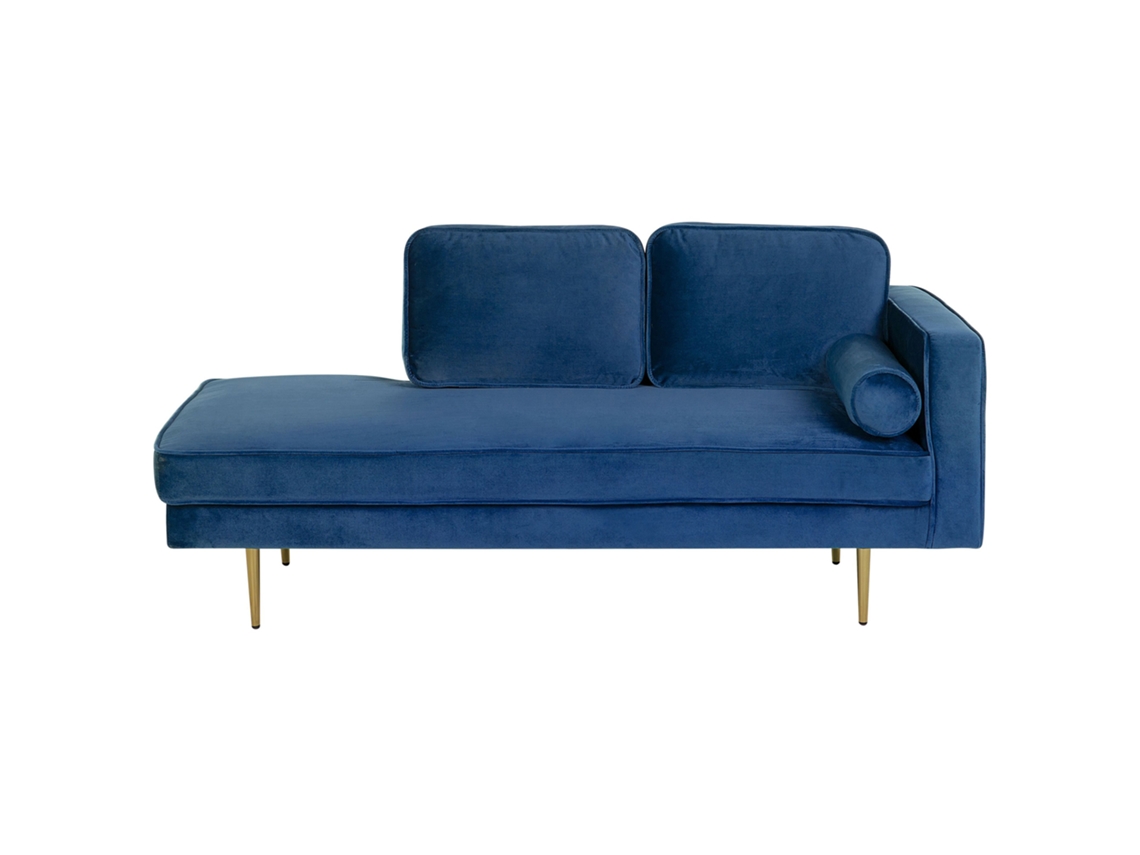 Chaise longue derecho BELIANI Miramas de Terciopelo Azul 171x79x63