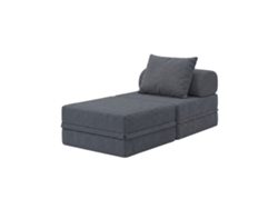 Sofá Modular 1 Lugar + Puff  Convertible  Veludo Regular Cinza