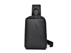 (Negro) Riñonera impermeable y duradera de gran capacidad, bolso pequeño de negocios para hombre, bandolera multifuncional
