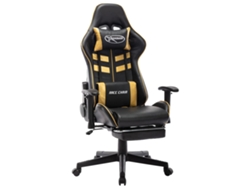 Silla De Gaming Con Reposapiés Cuero Sintético Negro Y Dorado