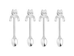 20 Colheres Mini Gato De Aço Inoxidável Para Chá Café Sobremesa Açúcar Sorvete (11,5cm)