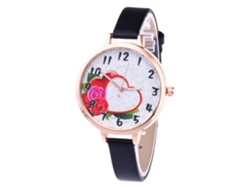 Reloj De Cuarzo Con Correa De Cuero Estrecha, A La Moda Para Chicas (negro)
