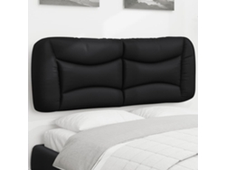 Cabecero De Cama Acolchado Cuero Sintético Negro 140 Cm