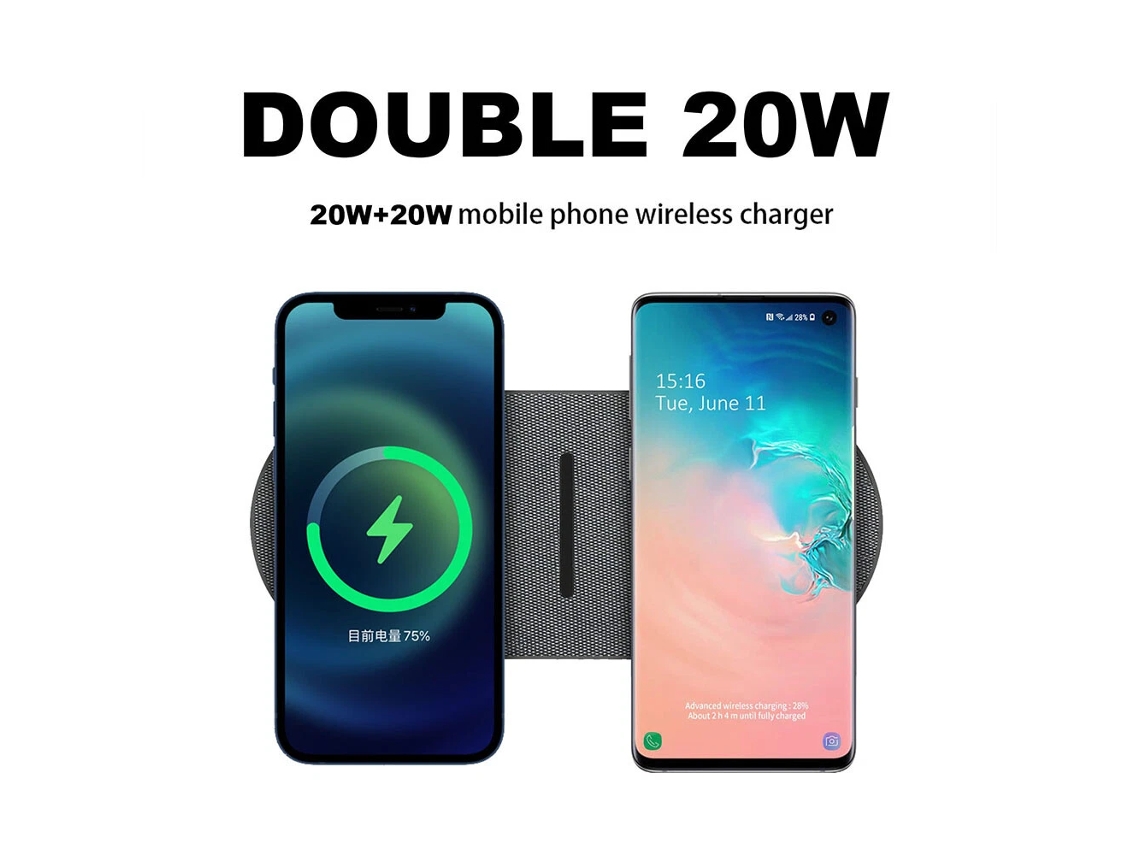 Base De Carga Inalámbrica Rápida De 20 W Con Doble Cargador Para Iphone 15, 14 Y 13 Pro Max (gris)
