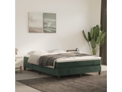 Cama Box Spring Con Colchón Terciopelo Verde Oscuro 140x190 Cm