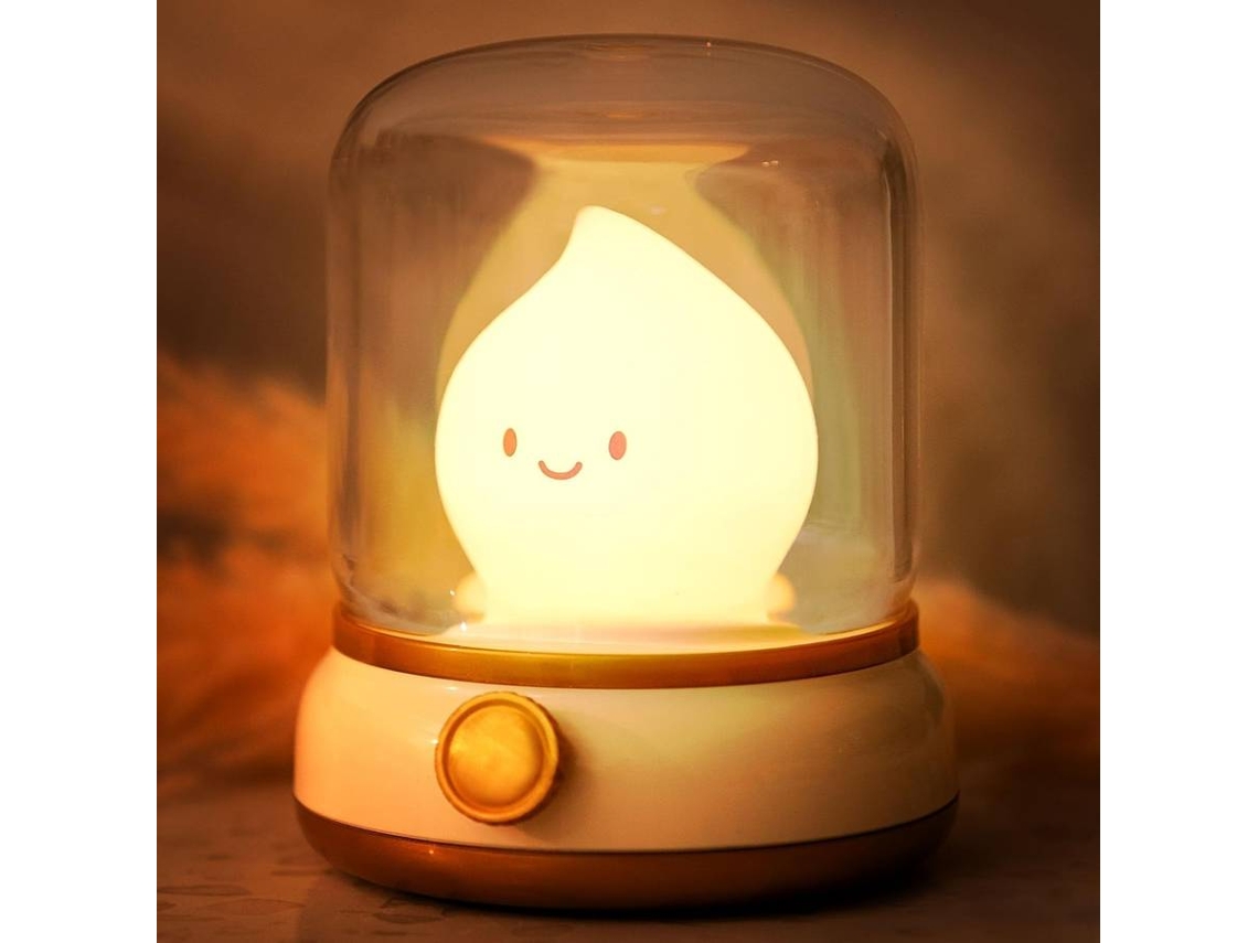 Luz nocturna de fogata fantasma, velas LED, lámpara de queroseno, luz nocturna regulable (blanca)