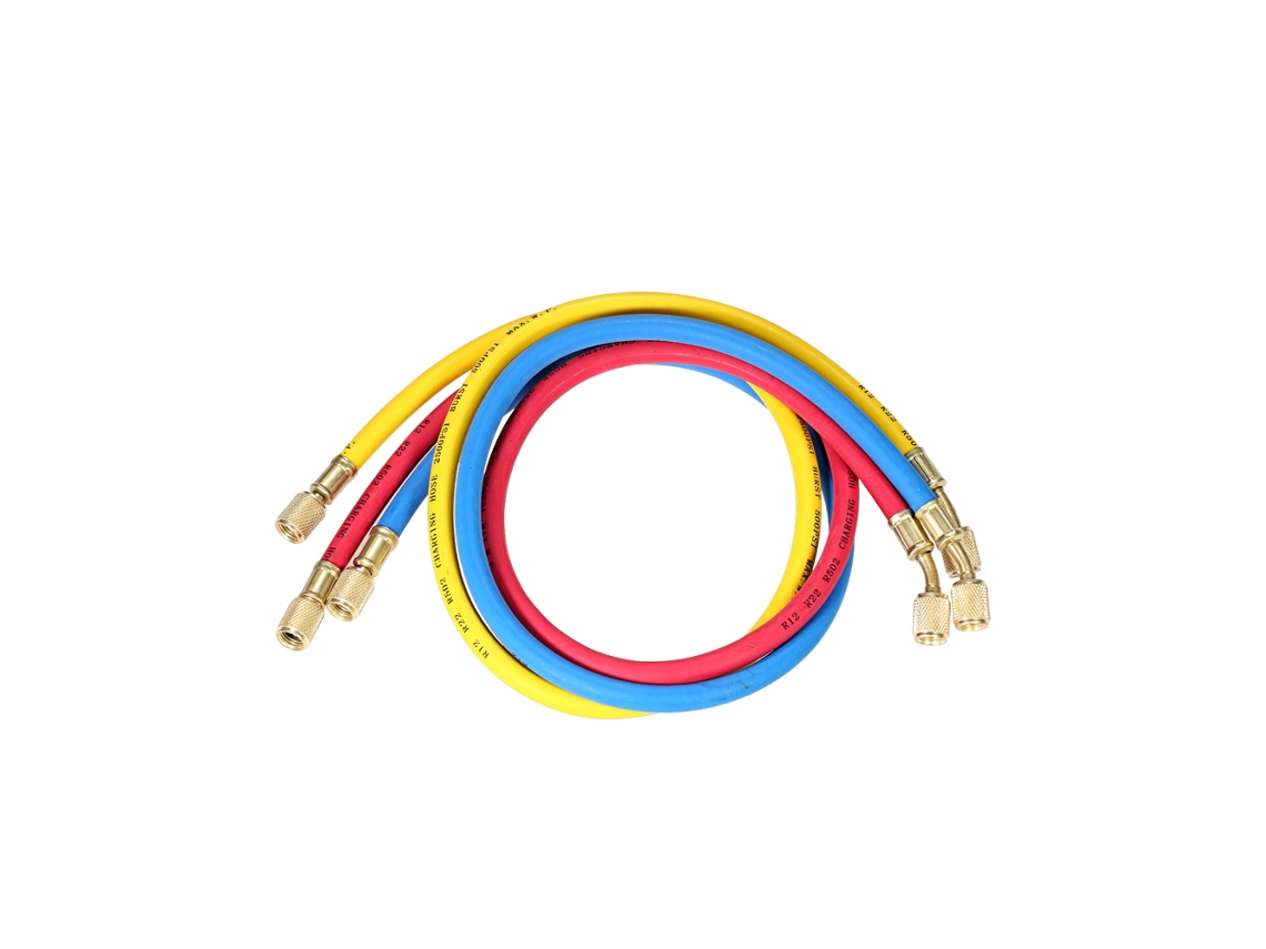 3pcs 1/4 Conjunto De Manómetros De Manifold Con Mangueras De Carga Tricolor Para Refrigerantes R12 R22 R502 Aire Acondicionado