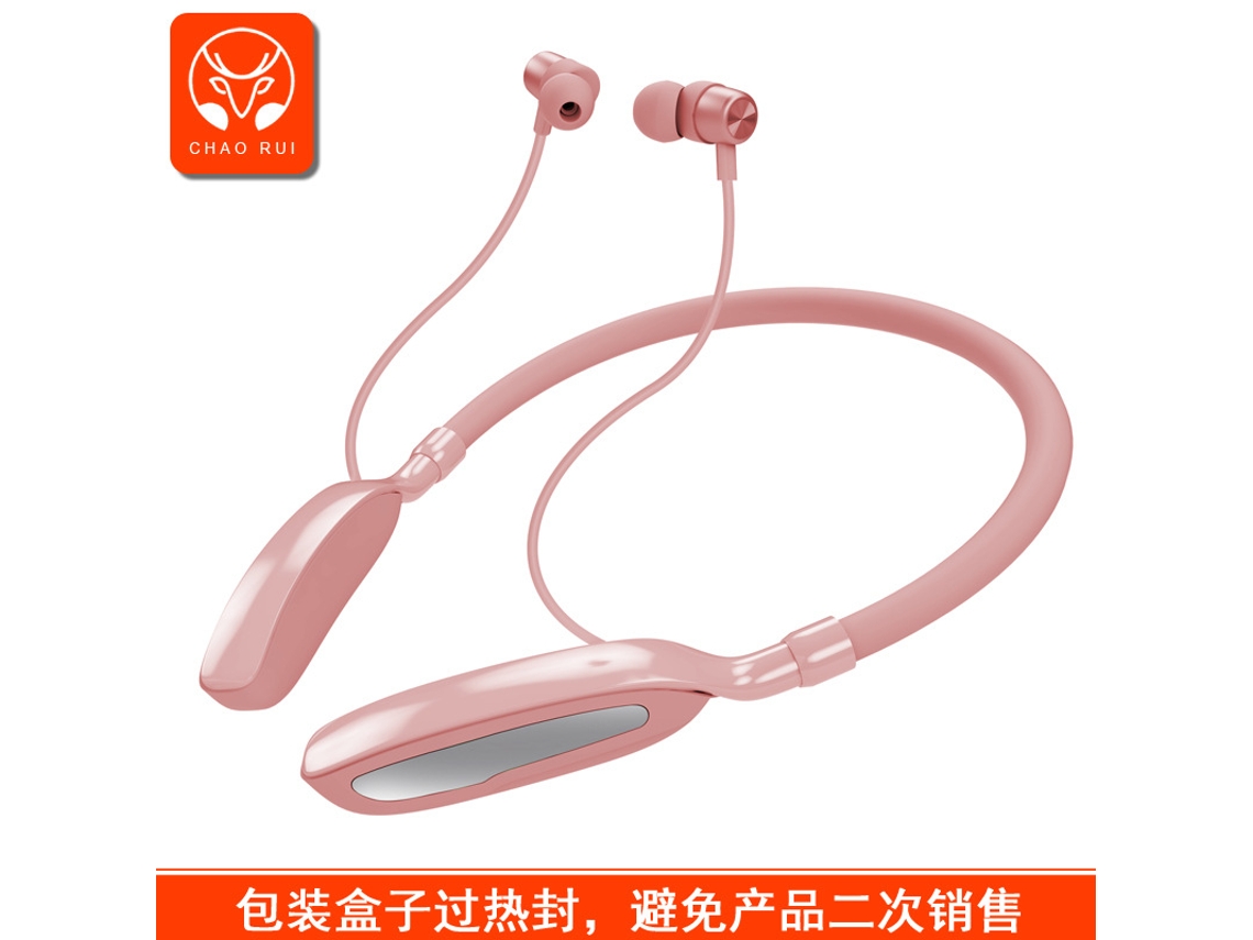Auriculares Bluetooth con banda para el cuello, 5,4 GHz, compatibles con teléfonos móviles Xiaomi, Huawei y Apple, en color rosa.