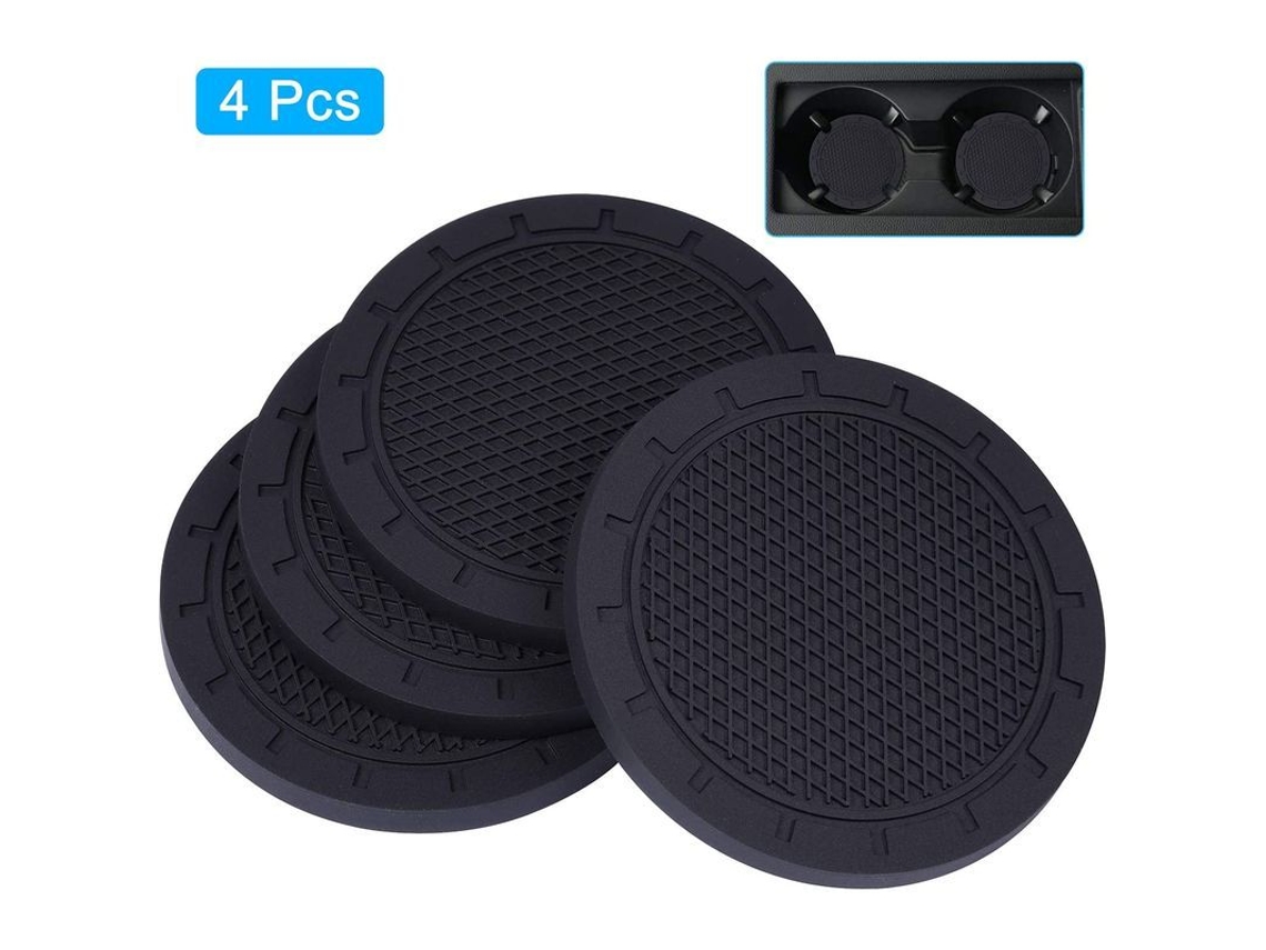 Portavasos Para Coche, 4 Unidades, Pvc Antideslizante, Accesorio Universal Para El Interior Del Vehículo (7 Cm De Diámetro, Negro)