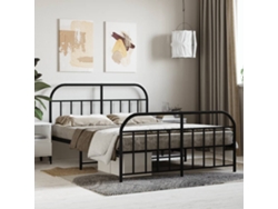 Estructura Cama Sin Colchón Con Estribo Metal Negro 140x190 Cm