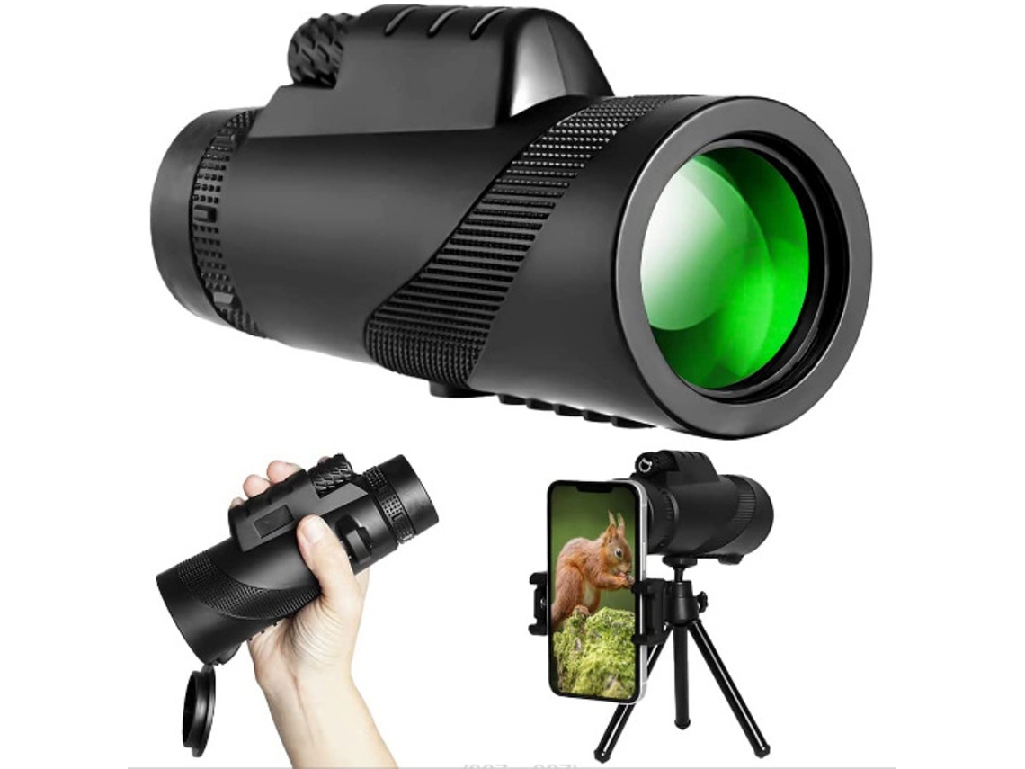 Telescopio monocular 50x60 de alta potencia, resistente al agua, con visión nocturna con poca luz, con prisma Bak4, montura ajustable Chrui y trípode