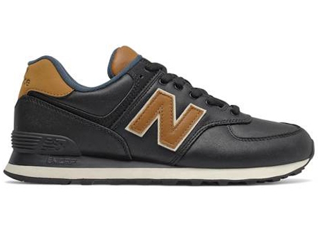 Zapatillas Deportivas NEW BALANCE 574 (Negro - Cuero Natural, Material Sintético- 45,5)