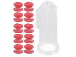 10 Cepillos De Dientes De Dedo Para Bebés, De Silicona Suave, Seguros Para Recién Nacidos, Color Rojo, Con Textura Rugosa.