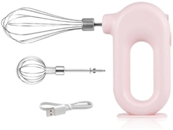 Minibatidor de huevos eléctrico Henten Home, inalámbrico, recargable por USB, de mano (rosa)