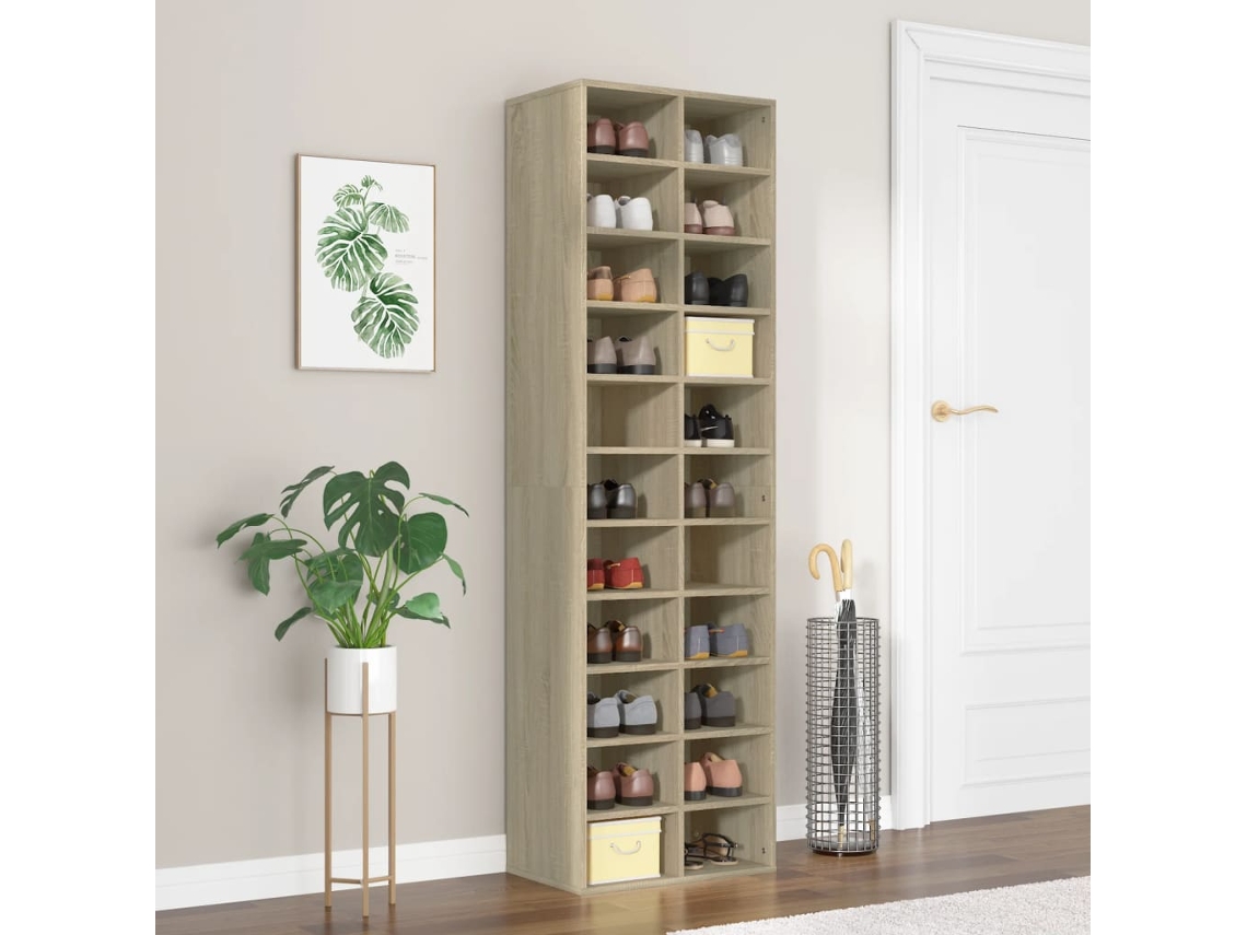 Mueble Zapatero | Armario Zapatero De Madera Contrachapada Color Roble 54x34x183cm