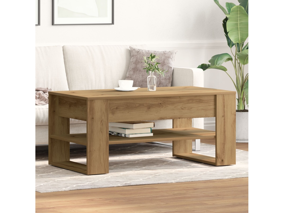 Mesa De Café De Roble Artisan 102x55x45 Cm De Madera Ingenierizada