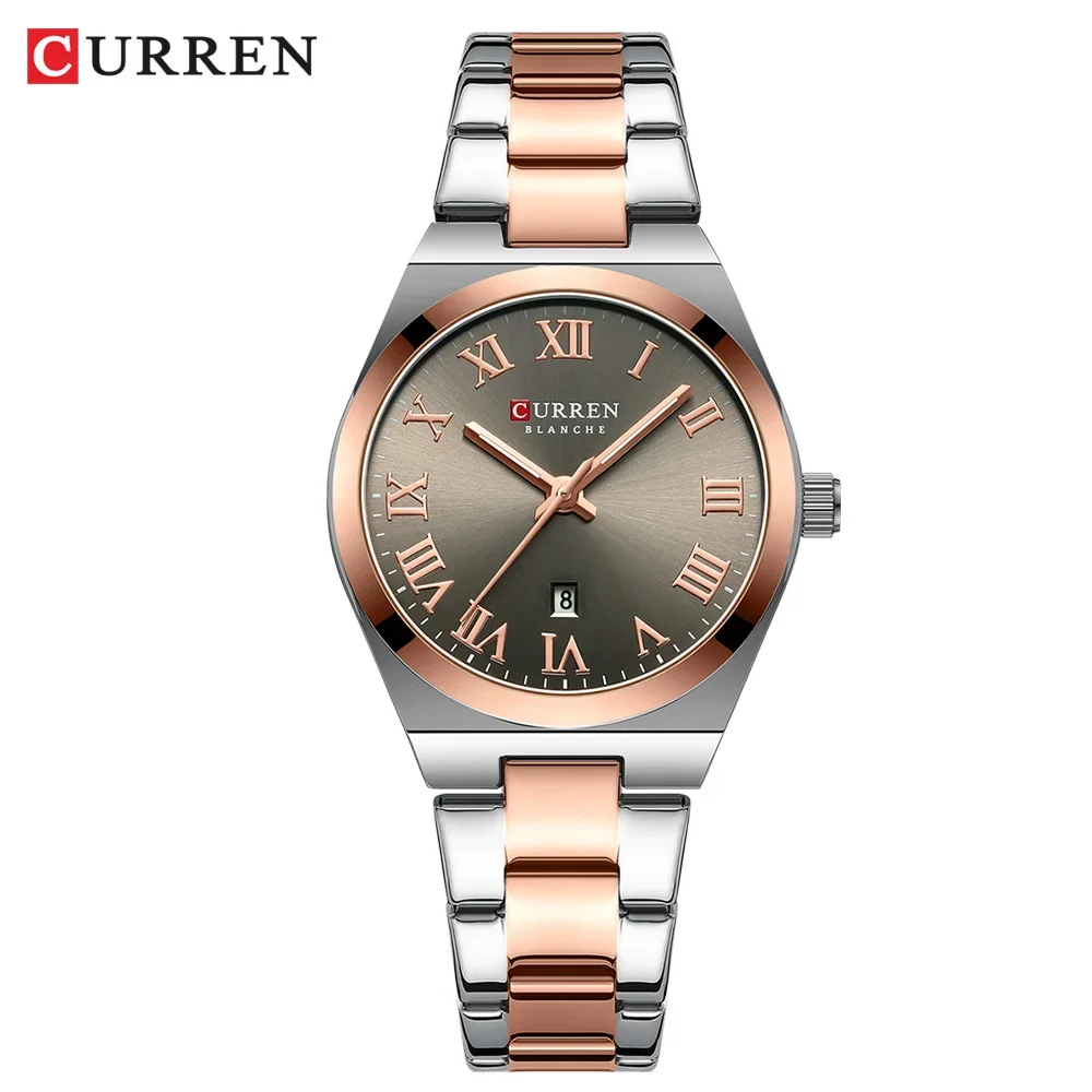 Reloj Para Mujer (marrón) Con Correa De Acero Inoxidable Resistente Al Agua Y Pantalla De Fecha Analógica.