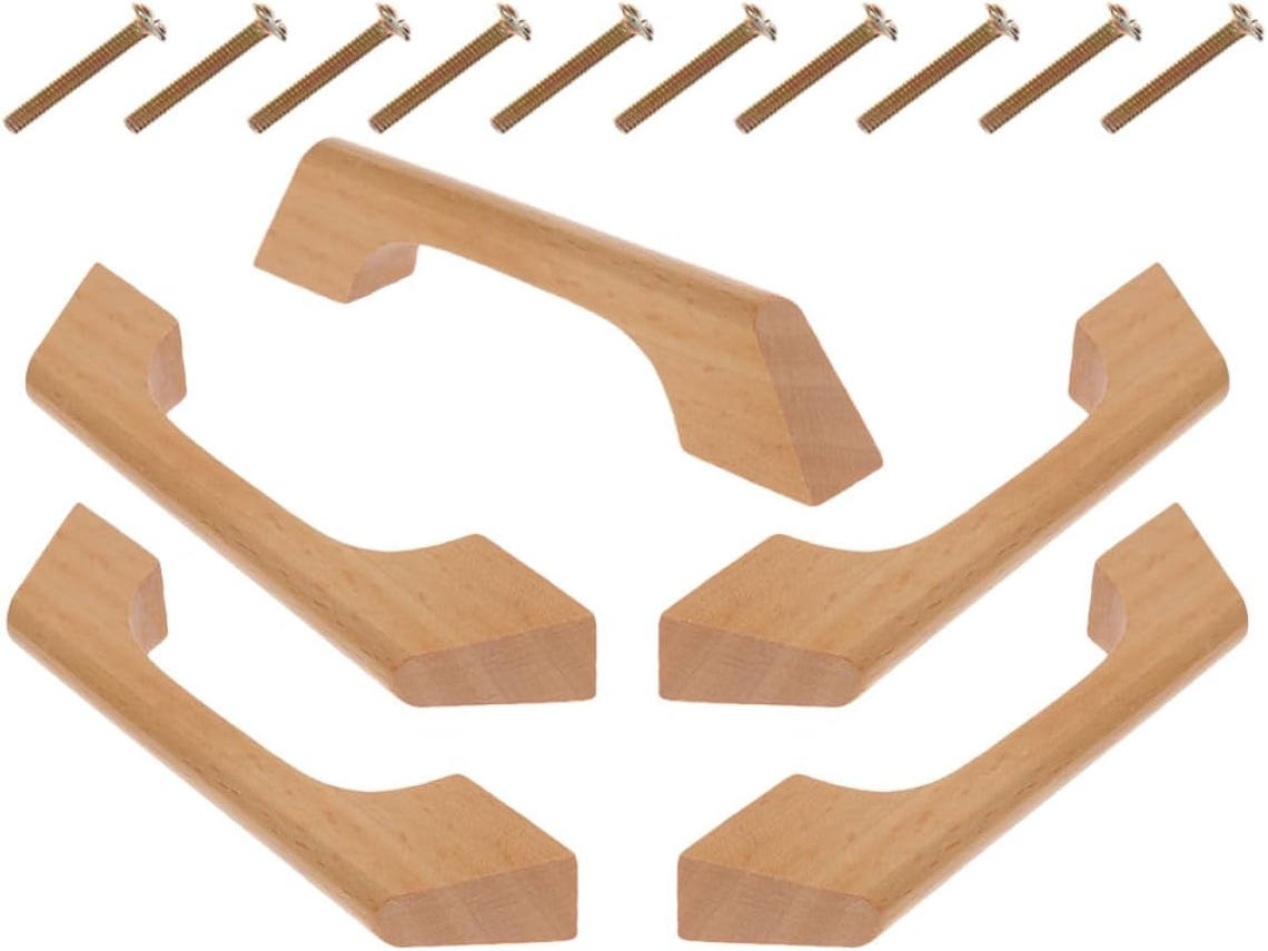 5 12 Juego De Tiradores Para Armarios De Madera Maciza, Cm, Acabado Barnizado Natural, De