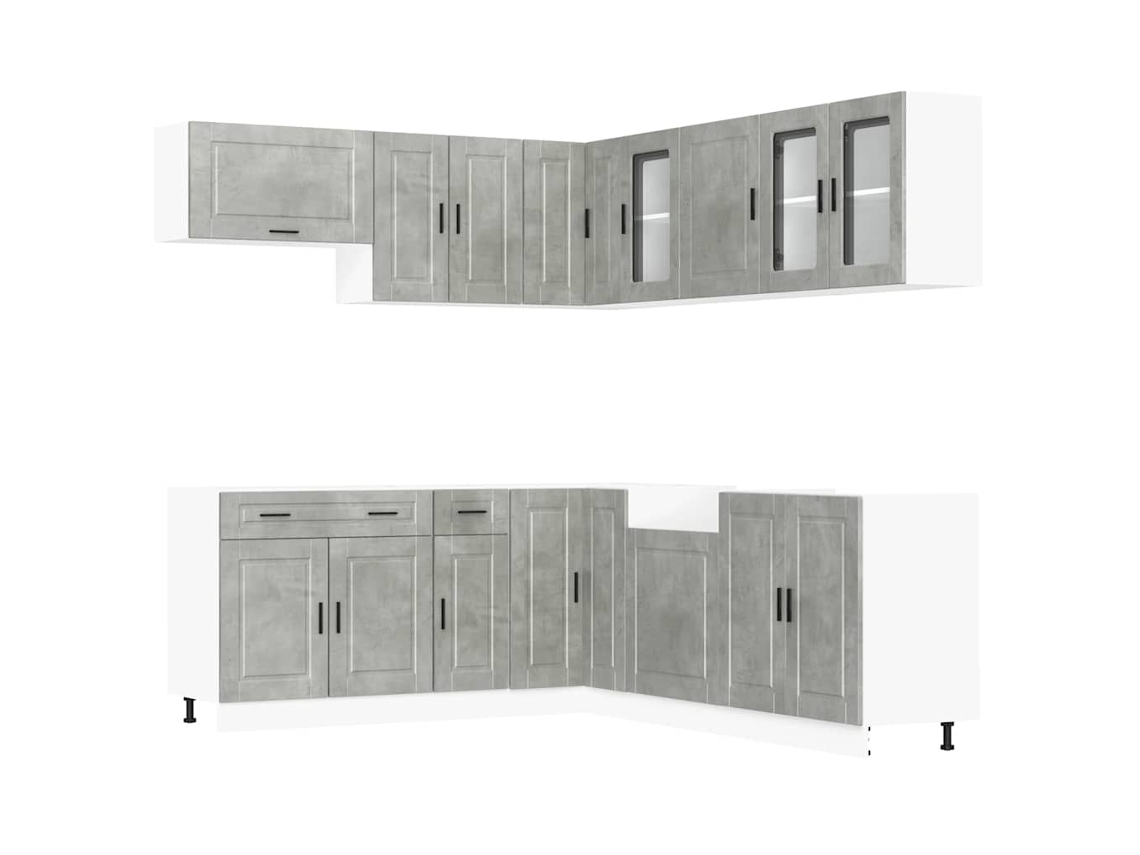 Juego de 11 gabinetes de cocina gris cemento MAISON EXCLUSIVE