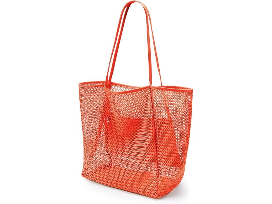 Bolsa Tote De Malla 23l Para Mujer Con Bolsillo Cremallera, Bolsa Hombro Grande Resistente Para Playa Y Camping