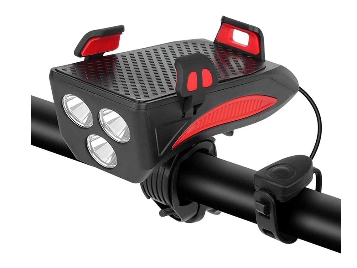 Cargador Luz Bicicleta Buzina Recarregável Guiador Farol Modos Iluminação YIZHOOD Rojo