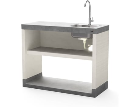 Módulo para Barbacoa TUOZI Plan/Venit 2 con fregadero y grifo (Blanco, Gris - 110x47x88cm)