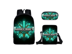 KOHREE Mochila escolar para estudiantes de Minecraft, juego de tres piezas