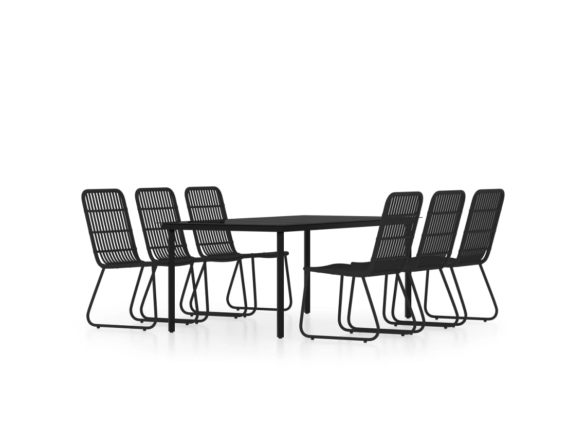 Juego de comedor de jardín negro de 7 piezas EXCLUSIVO DE LA CASA