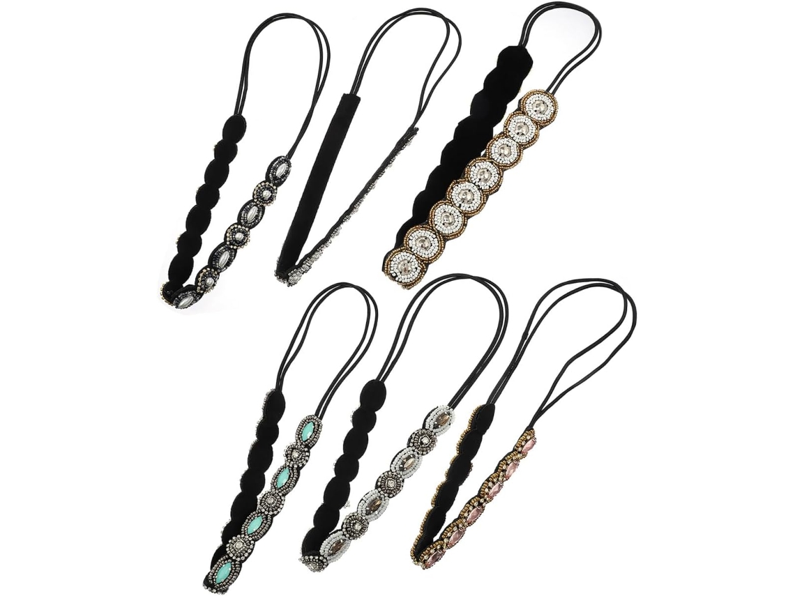 Diadema Elástica Con Diamantes De Imitación De 6 Piezas Para Mujer, Conjunto De Joyería Con Accesorios