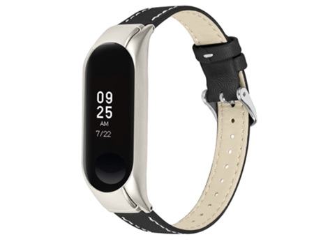 Correa de piel auténtica ajustable para Xiaomi Mi Band 7 - negro