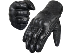 Guantes De Cuero Para Motocicleta Para Hombre Y Mujer | Pantalla Táctil | Dedos Completos | Piel De Cabra Dura (negro)