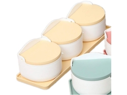 2026da-conjunto De Frascos De Condimentos Creativo Con Tapa Y Cuchara Almacenaje Cocina De Color Amarillo