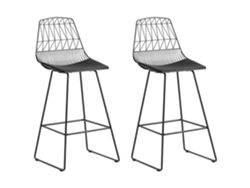 Conjunto de 2 sillas de bar BELIANI Preston de Acero Negro 49x54x113