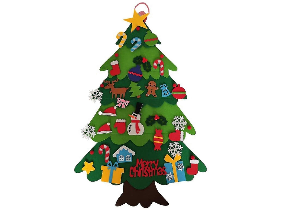 Árbol de Navidad de fieltro DIY para regalar a niños, con 32 adornos navideños desmontables de Hengjian.
