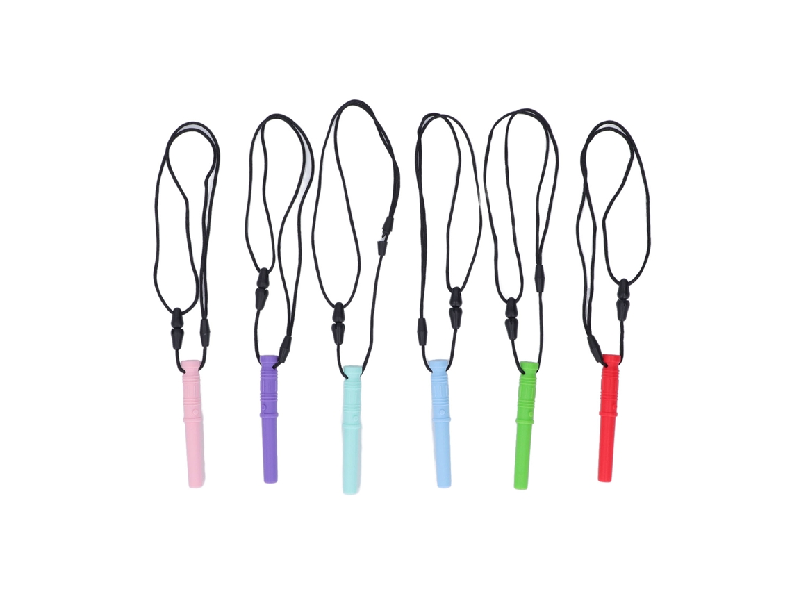 Collier À Mâcher Sensoriel En Silicone Cylindre - Pendentif De Tétine À Mâcher Pour Bébés