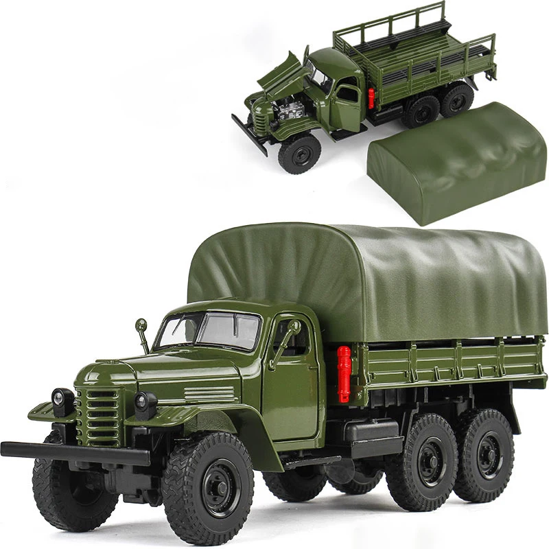 Modelo A Escala 1:32 De Vehículo De Transporte Militar De Metal Fundido A Presión Y Coche De Juguete En Miniatura Para Niños.