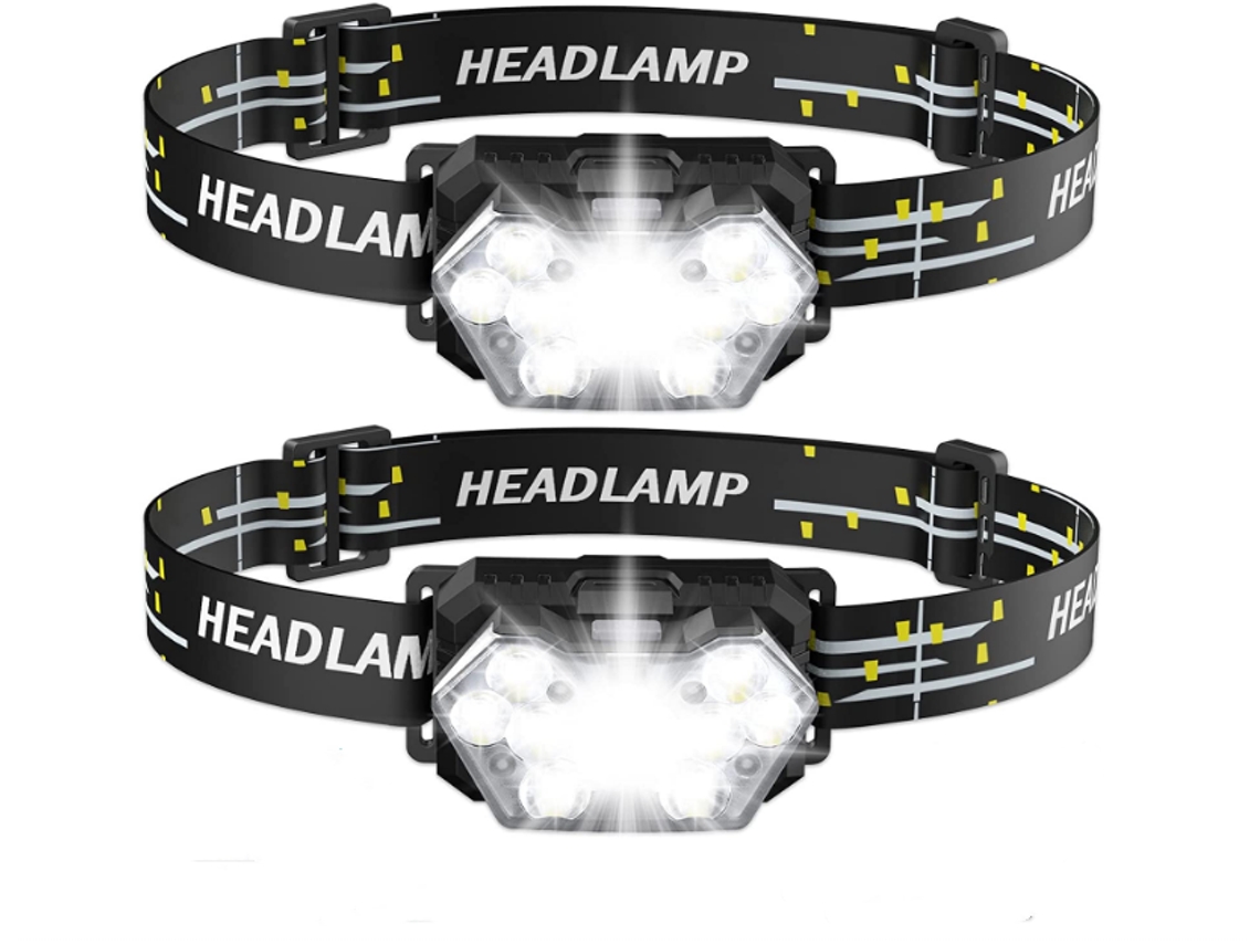 2 faros delanteros Yizhood de 2000 lúmenes, 6 modos, ligeros y ajustables, resistentes al agua IPX5 (negro)