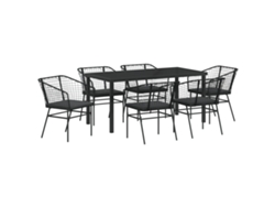 Conjunto de comedor de jardín Vidaxl de 7 piezas con cojines de ratán sintético negro
