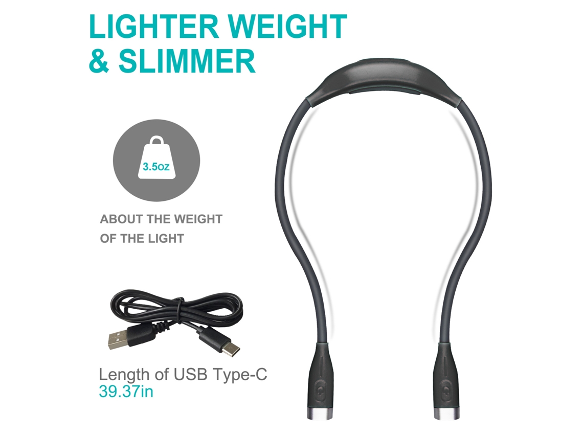 Lámpara LED de cuello MDUG para lectura y decoración, ideal para correr de noche al aire libre (negra)