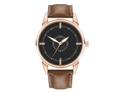 Reloj Analógico Hombre De Cuero Pu Pulsera De Cuarzo (dial Negro Café Oscuro)