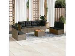 Conjunto de sofá de jardín de 9 piezas con cojines de mimbre gris de DKD Home Decor
