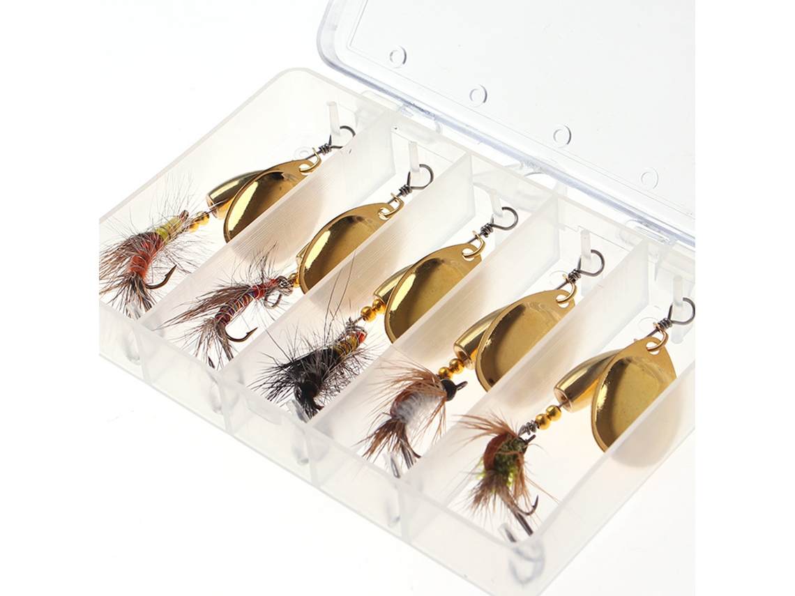 Juego De 5 Señuelos Giratorios Para Pesca De Lubina Y Trucha Con Anzuelo