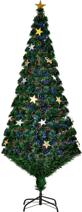 Árbol Navideño Homcom 020794 hierro pvc verde 80x180cm artificial abeto 180cm con soporte decoraciones copos estrella