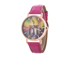 Elegante Reloj De Pulsera Unisex De Cuarzo Para Parejas, Color Rojo Rosa, Regalo De Moda.