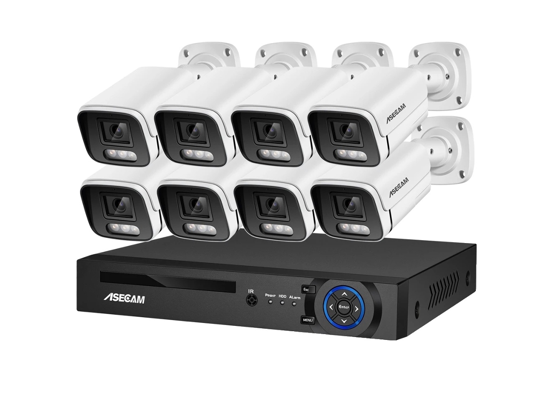 Sistema de cámaras de seguridad, resolución 4K, visión nocturna a color con IA, NVR de 8 canales y 8 cámaras, sin OEM