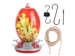Comedero De Cristal Para Colibríes Con Pintura Colorida Para Jardín Y Patio Q1