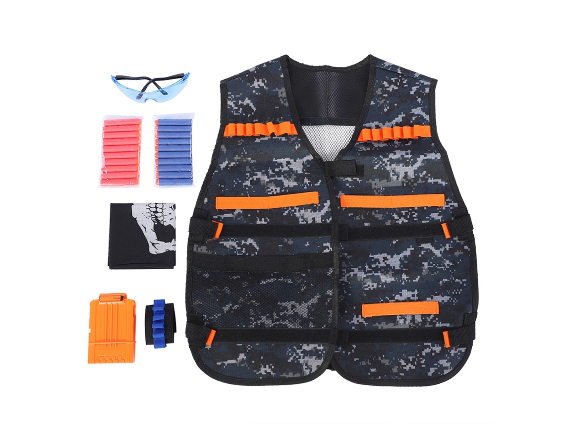 Kit De Chaleco Con Pistola De Juguete, Mochila, Protector Ocular, Máscara Y Dardos De Espuma Para Niños.
