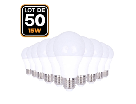 50 Bombillas LED E27 15W Blanco calido 3000K EUROPALAMP