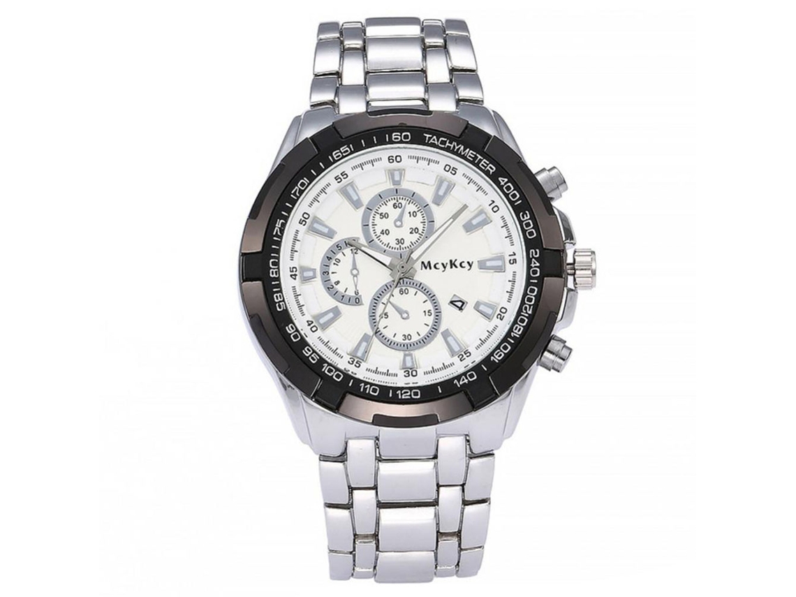 Reloj De Pulsera Para Hombres De Aleación Con Dial Redondo Analógico De Cuarzo (blanco)