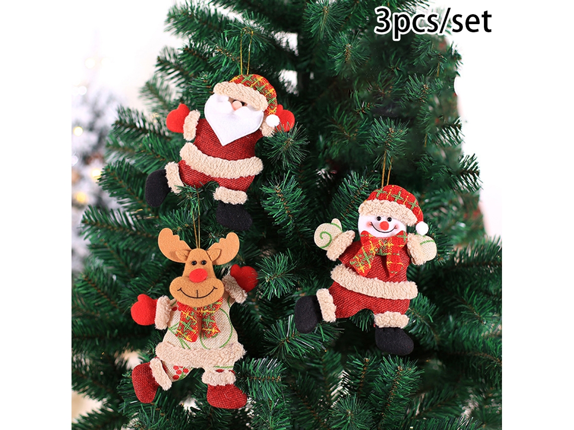 Adornos para árboles - Juego de muñecos navideños de felpa de 3 piezas RNEMITERY